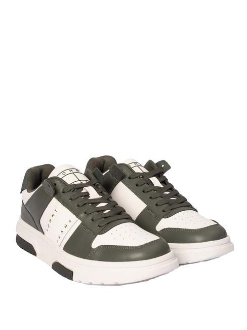 TOMMY HILFIGER TOMMY JEANS Leather Cupsole Leather sneakers pewter green/ecru - Men’s shoes
