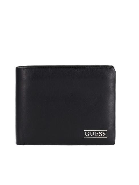 GUESS NEW BOSTON Leather wallet with flap and coins BLACK - Men’s Wallets