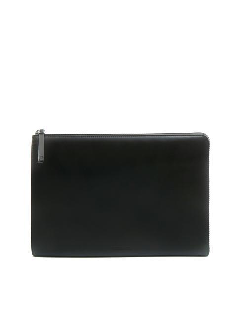 TRUSSARDI PARSEC Leather document pouch BLACK - Tablet holder& Organizer