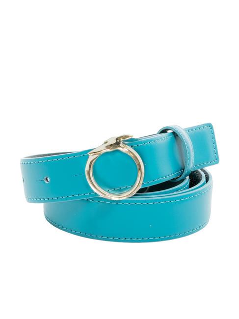 TRUSSARDI GREYHOUND Smooth leather belt, can be shortened teals - Belts