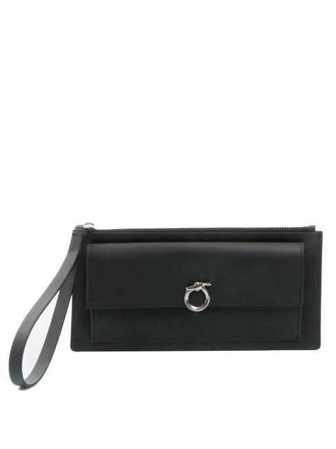TRUSSARDI OBELIA Recycled leather clutch wallet BLACK - Women’s Wallets