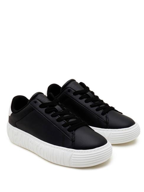 TOMMY HILFIGER TOMMY JEANS Leather Cupsole Leather sneakers BLACK - Women’s shoes