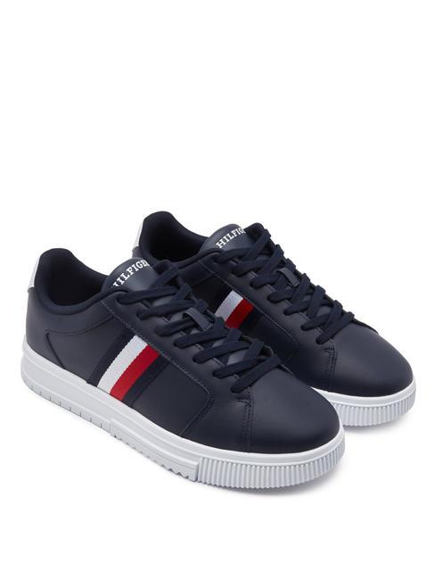TOMMY HILFIGER SUPERCUP STRIPES Leather sneakers desert sky - Men’s shoes