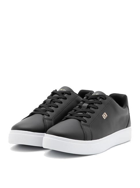 TOMMY HILFIGER ESSENTIAL COURT Leather sneakers BLACK - Women’s shoes