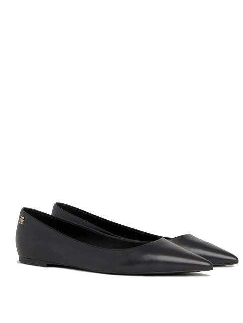 TOMMY HILFIGER ESSENTIAL POINTED Leather ballet flats BLACK - Women’s shoes