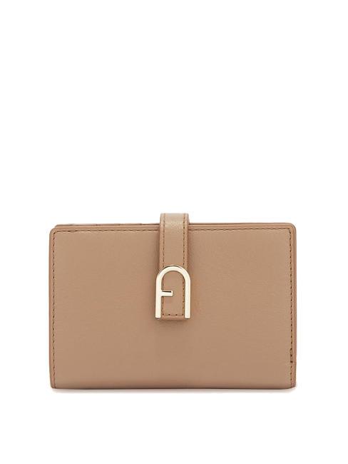 FURLA FLOW COMPACT Medium leather wallet greige - Women’s Wallets
