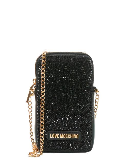 LOVE MOSCHINO HOTFIX iPhone clutch bag with shoulder strap black2 - Women’s Bags