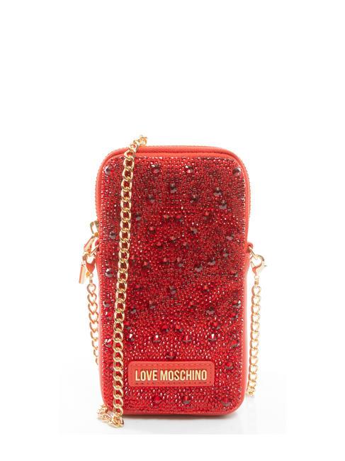 LOVE MOSCHINO HOTFIX iPhone clutch bag with shoulder strap red - Women’s Bags