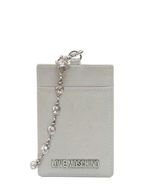 LOVE MOSCHINO LAMINATED  Badge holder over shoulder rolled silver - Women’s Wallets