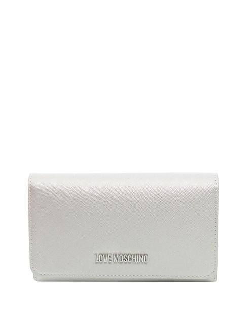 LOVE MOSCHINO LAMINATED Wallet / Clutch with shoulder strap rolled silver - Women’s Wallets