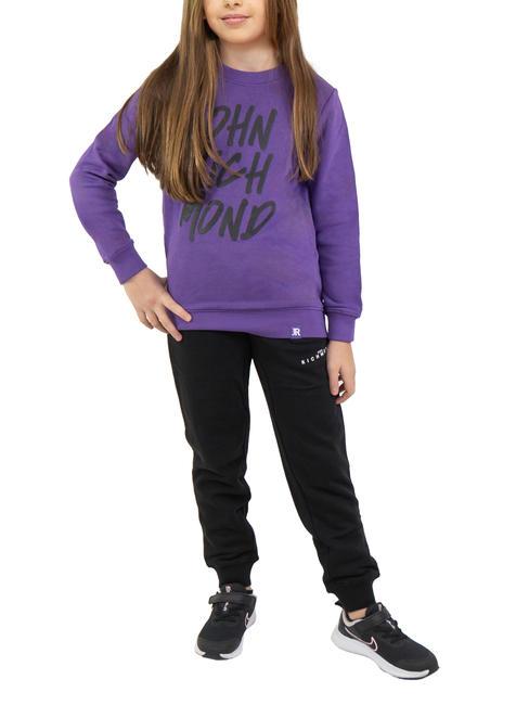 JOHN RICHMOND WONIK Cotton sweatshirt and trousers tracksuit violet/blk - Children's tracksuits