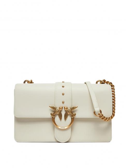 PINKO CLASSIC LOVE BAG One simply bag silk white-antique gold - Women’s Bags