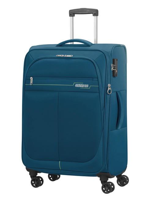 AMERICAN TOURISTER DEEP DIVE Medium expandable trolley teal/lime - Semi-rigid Trolley Cases