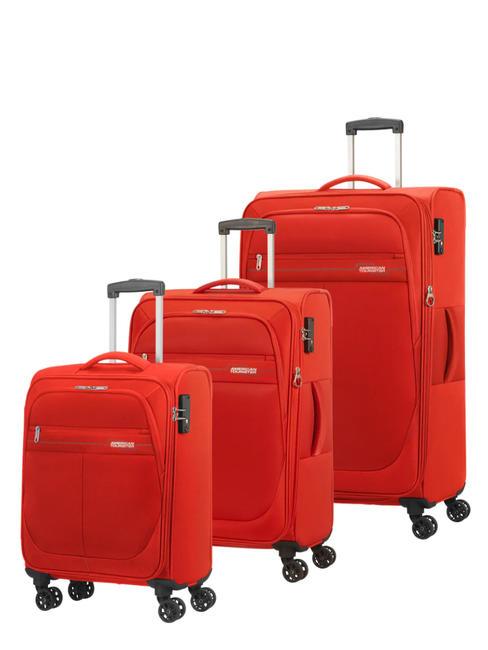 AMERICAN TOURISTER DEEP DIVE Set of 3 trolleys: cabin, medium and large expandable red / gray - Trolley Set