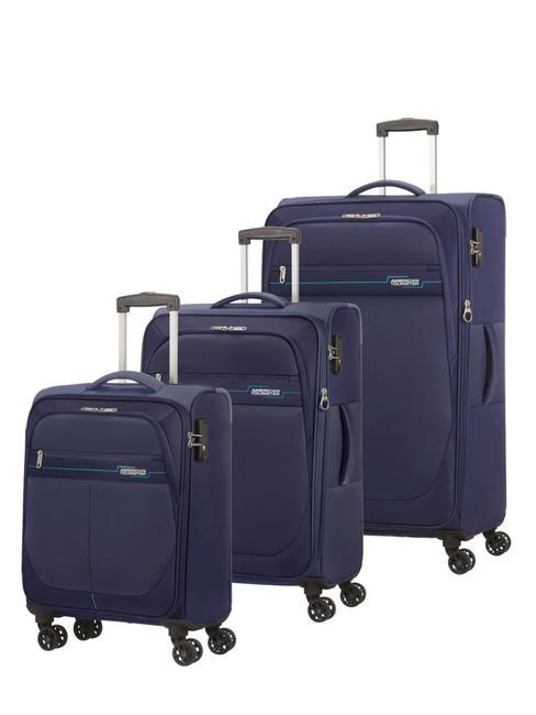 AMERICAN TOURISTER DEEP DIVE Set of 3 trolleys: cabin, medium and large expandable navy / blue - Trolley Set
