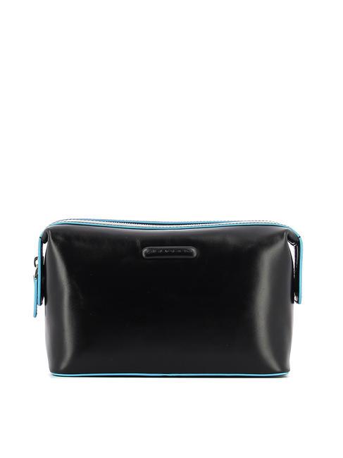 PIQUADRO BLUE SQUARE Leather Beauty Black - Beauty Case