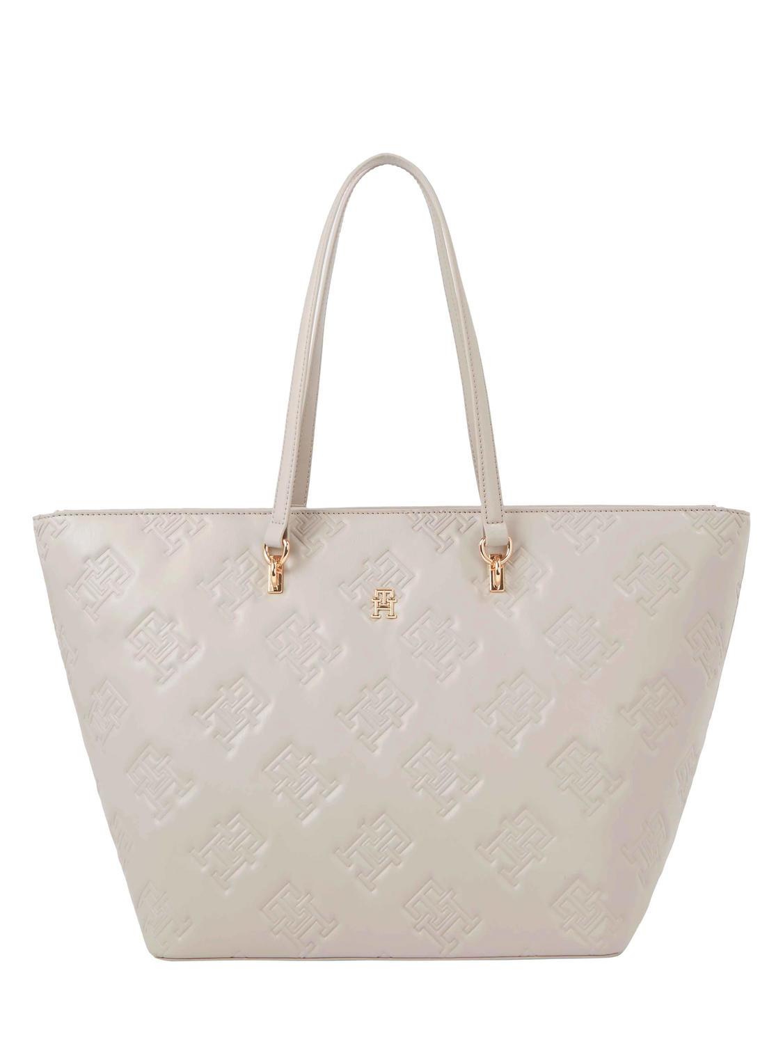 Tommy Hilfiger Th Refined Mono Shoulder Shopping Bag Smooth Taupe 