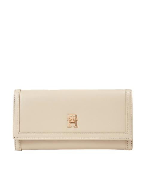 TOMMY HILFIGER TH COMPACT Large wallet with flap white clay - Women’s Wallets