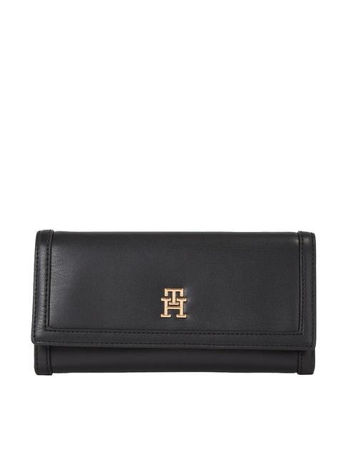 TOMMY HILFIGER TH COMPACT Large wallet with flap black - Women’s Wallets