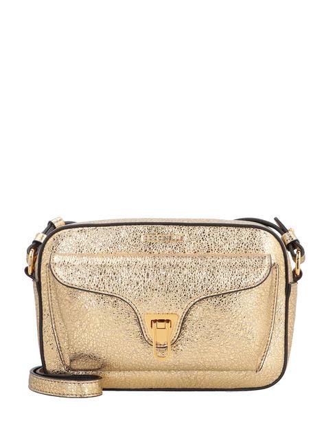 COCCINELLE BEAT STARDUST Mini shoulder bag, in leather gold - Women’s Bags