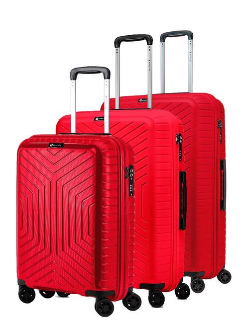 R RONCATO HEXA Set of 3 trolleys: cabin + medium + large Red - Trolley Set