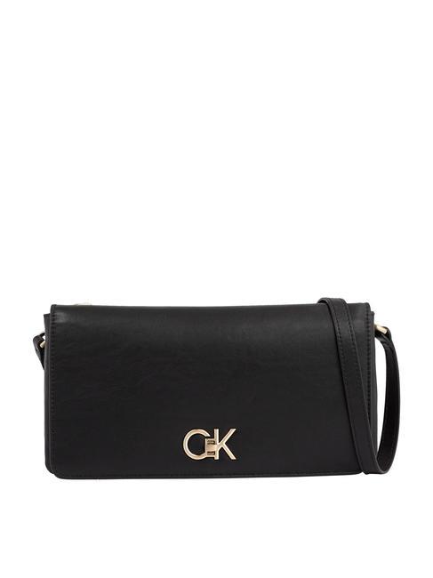 CALVIN KLEIN RE-LOCK DOUBLE GUSETTE Shoulder clutch bag ck black - Women’s Bags