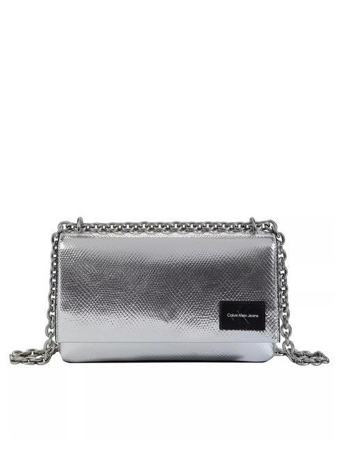 CALVIN KLEIN SCULPTED SNAKE PRINT Bag with flap and chain shoulder strap metallic snake - Women’s Bags