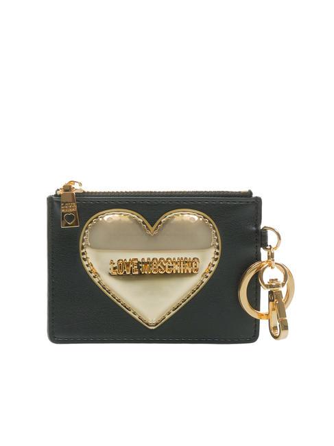 LOVE MOSCHINO GOLDEN HEART Card holder with key ring Black - Women’s Wallets