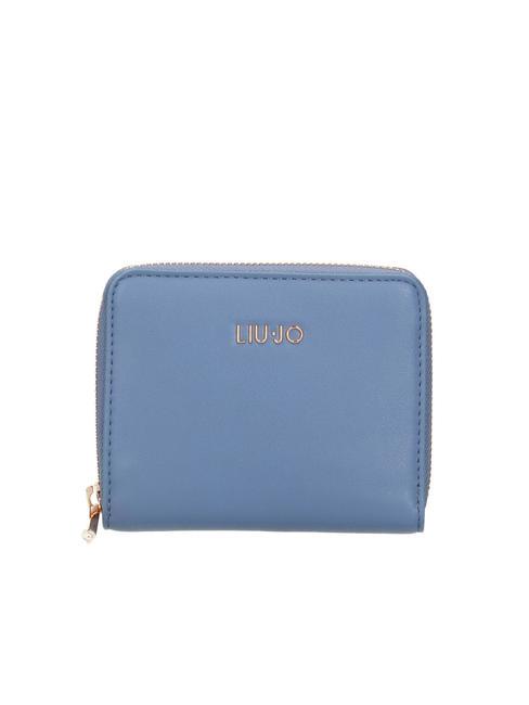 LIUJO METALLIC LOGO Medium zip around wallet blue denim - Women’s Wallets