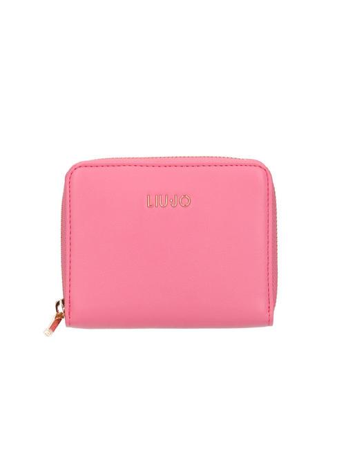 LIUJO METALLIC LOGO Medium zip around wallet lady pink - Women’s Wallets