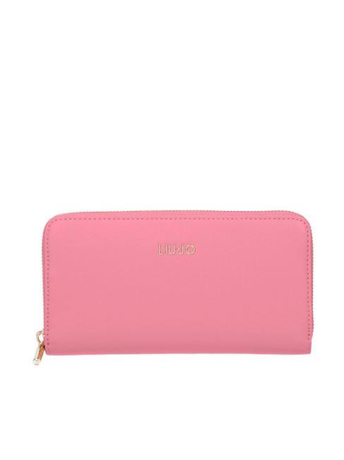 LIUJO METALLIC LOGO Large zip around wallet lady pink - Women’s Wallets