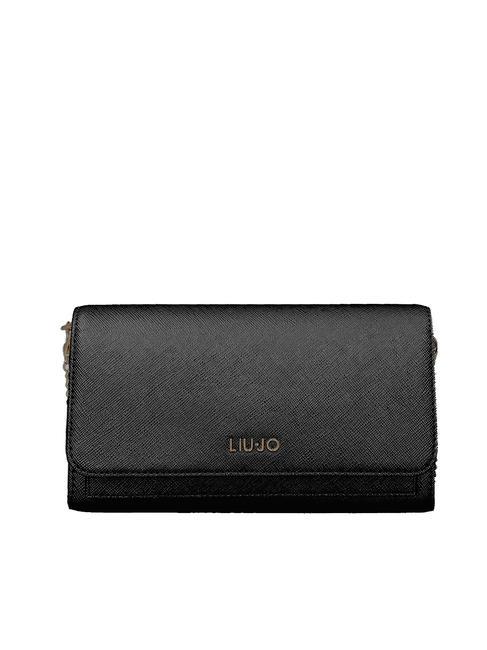 LIUJO SAFFIANO Chain shoulder wallet clutch bag BLACK - Women’s Bags