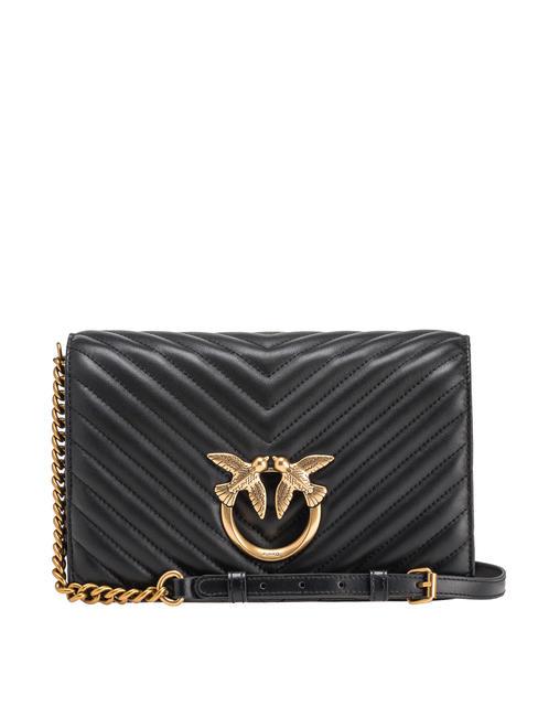 PINKO LOVE CLICK CLASSIC Quilted nappa shoulder bag black-antique gold - Women’s Bags