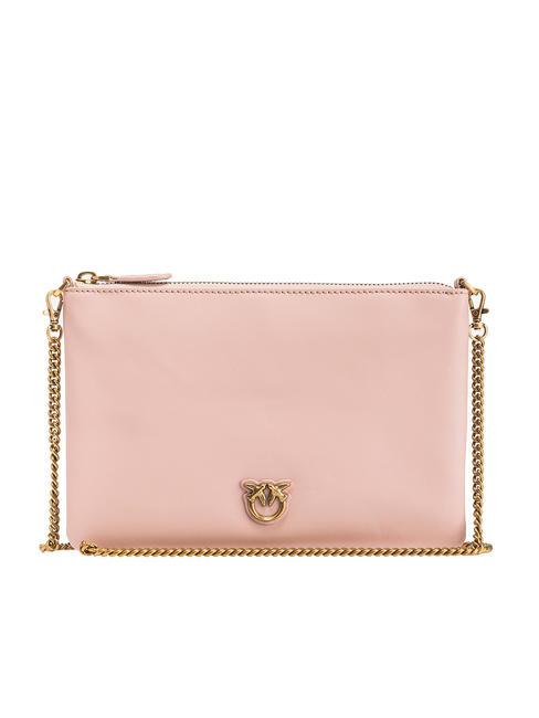 PINKO FLAT CLASSIC Clutch bag with chain shoulder strap powder-antique gold - Women’s Bags
