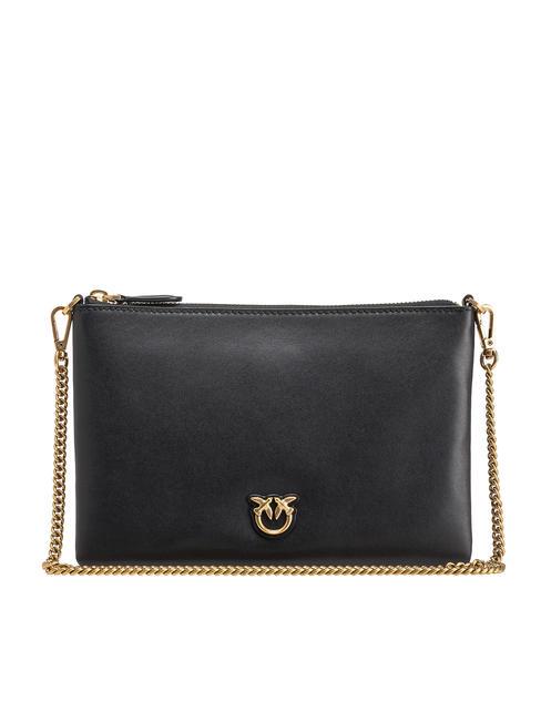 PINKO FLAT CLASSIC Clutch bag with chain shoulder strap black-antique gold - Women’s Bags