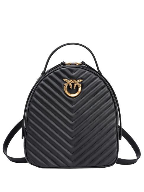 Pinko Love Click Classic Quilted Leather Backpack Black Antique Gold Buy At Outlet Prices