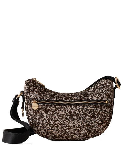 BORBONESE HOBO LUNA MINI ECO LINE Shoulder bag OP / NATURAL / BLACK - Women’s Bags