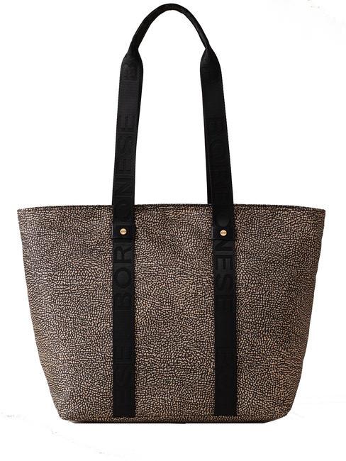 BORBONESE SHOPPER MEDIUM ECO LINE Shopping Bag OP / NATURAL / BLACK - Women’s Bags