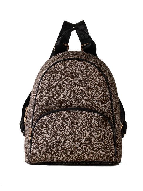 BORBONESE MEDIUM ECO LINE Women's Backpack OP / NATURAL / BLACK - Women’s Bags