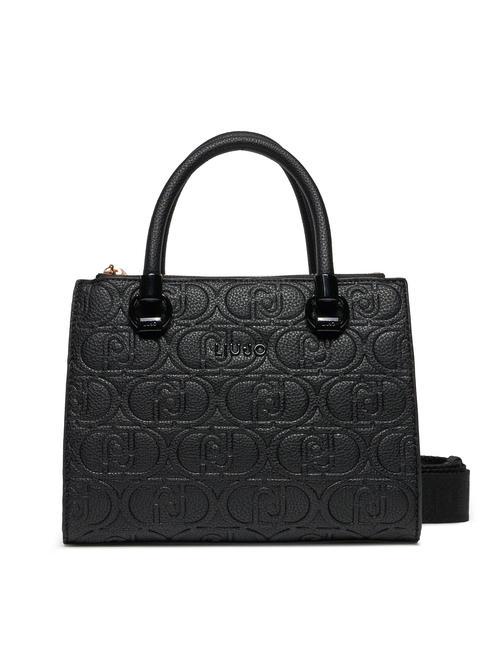 LIUJO EMBOSSED LOGO Handbag, with shoulder strap BLACK - Women’s Bags