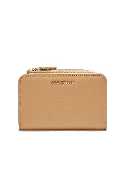 COCCINELLE METALLIC SOFT Small wallet in textured leather fresh beige - Women’s Wallets