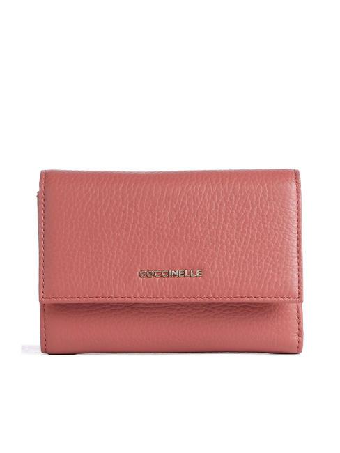 COCCINELLE METALLIC SOFT Hammered leather bifold wallet pot - Women’s Wallets