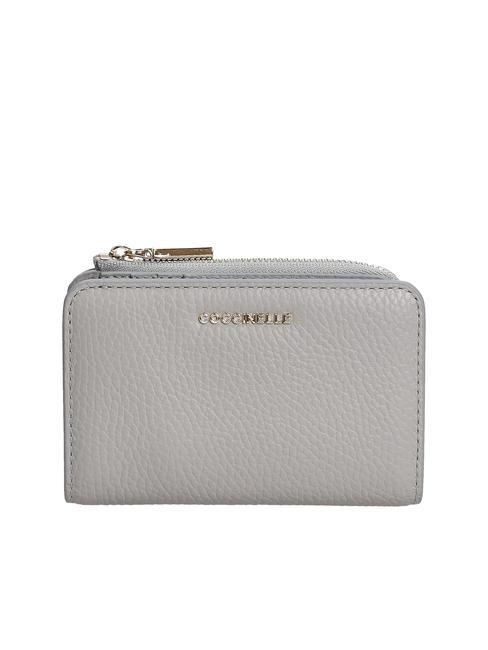 COCCINELLE METALLIC SOFT Small wallet in textured leather light grey - Women’s Wallets