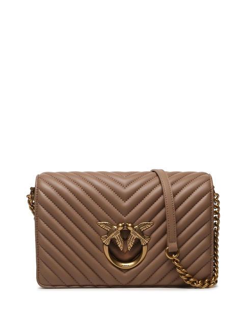 PINKO LOVE CLICK CLASSIC Quilted nappa shoulder bag ginger biscuit-antique gold - Women’s Bags