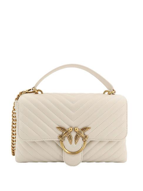 PINKO CLASSIC LADY LOVE BAG chevron bag silk white-antique gold - Women’s Bags