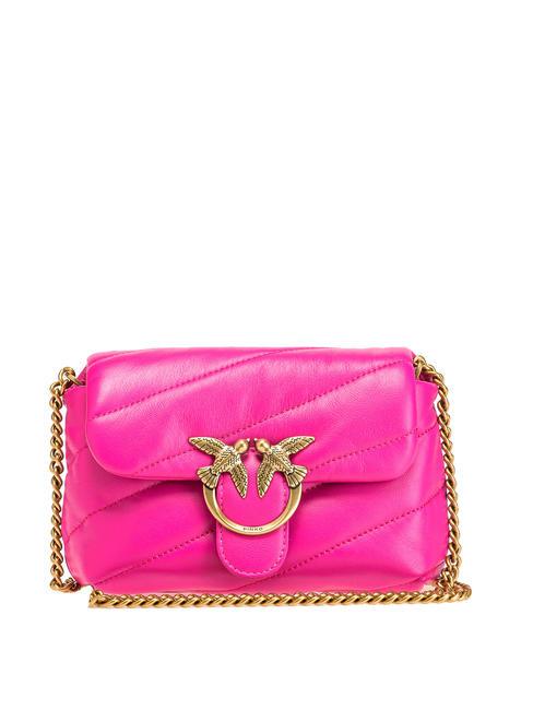 PINKO LOVE PUFF BABY Shoulder bag in quilted nappa leather pink pinko-antique gold - Women’s Bags