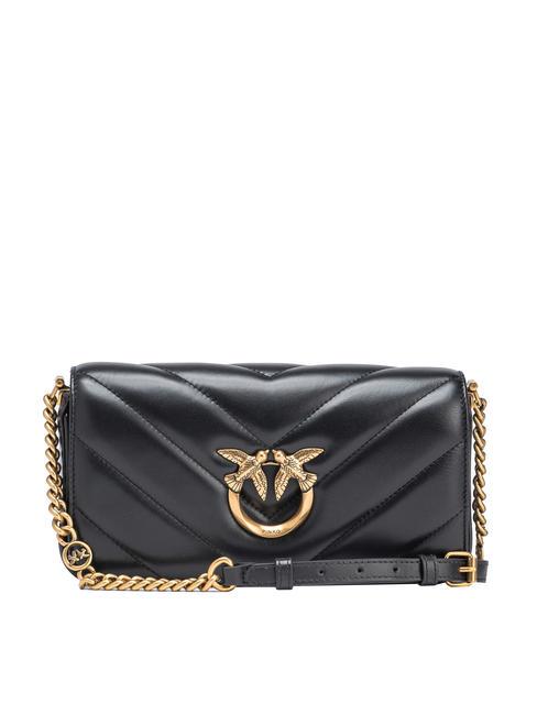 PINKO LOVE CLICK Mini leather baguette bag black-antique gold - Women’s Bags