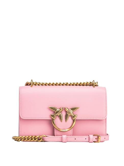 PINKO LOVE ONE MINI Mini bag in calf leather pink blush-antique gold - Women’s Bags