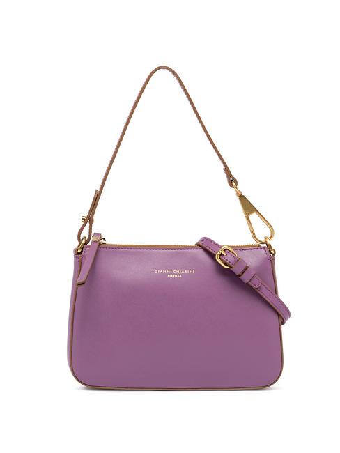 GIANNI CHIARINI BROOKE Small leather bag with shoulder strap argyle purple - Women’s Bags