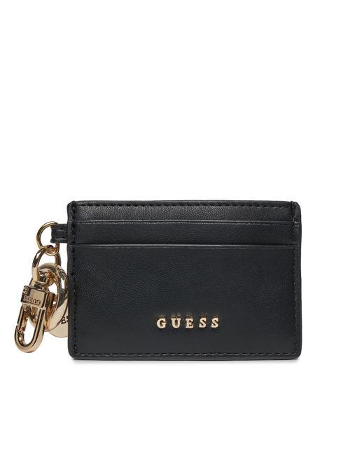 GUESS METALLIC LOGO Card holder with carabiner BLACK - Women’s Wallets